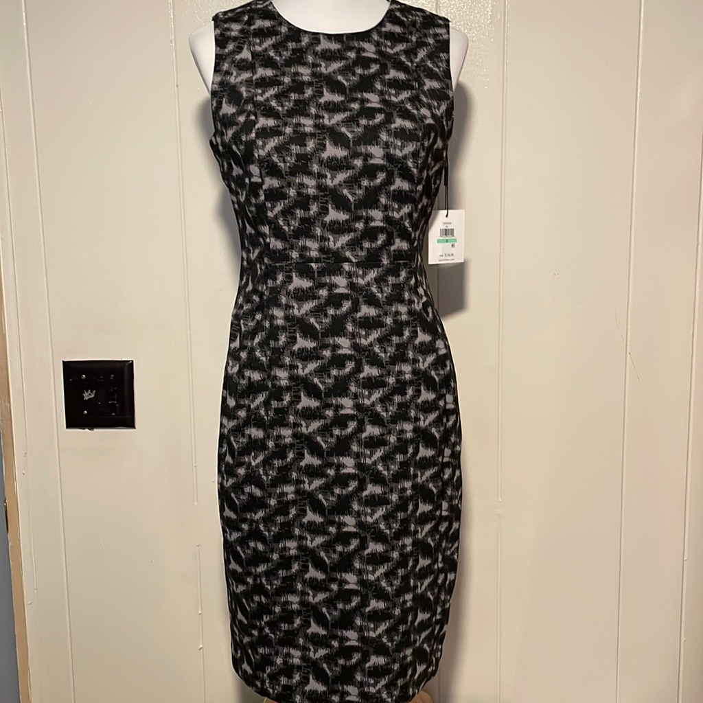 Calvin Klein Size 8 Black And Gray Dress Nwt